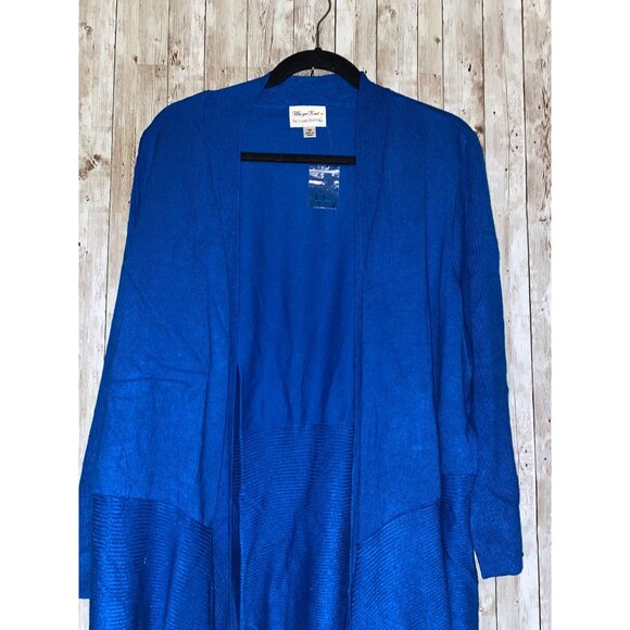 Whisper Knit Women's Blue Waterfall Cardigan Sweater Size 3X Open Front New - Picture 2 of 9